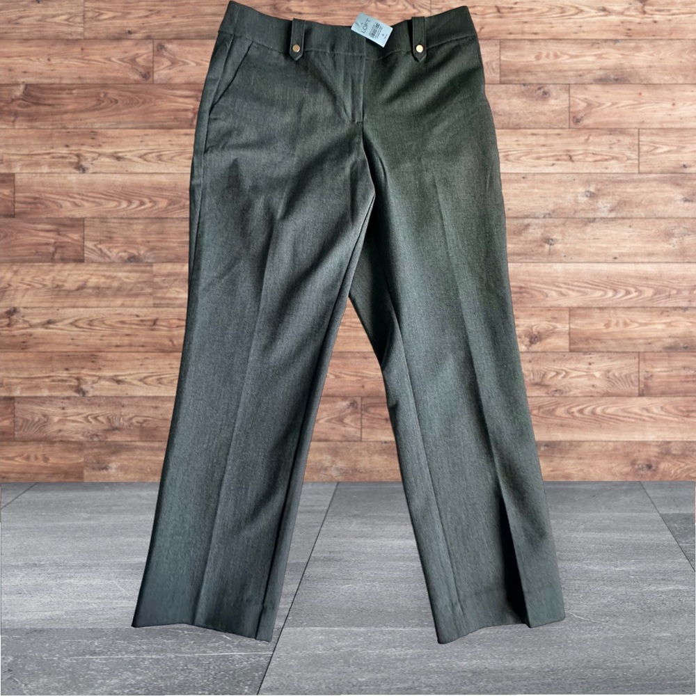 LOFT Pants - "Curvy Slim" Green with Brass details  - 8 Petite - NWT Never Worn